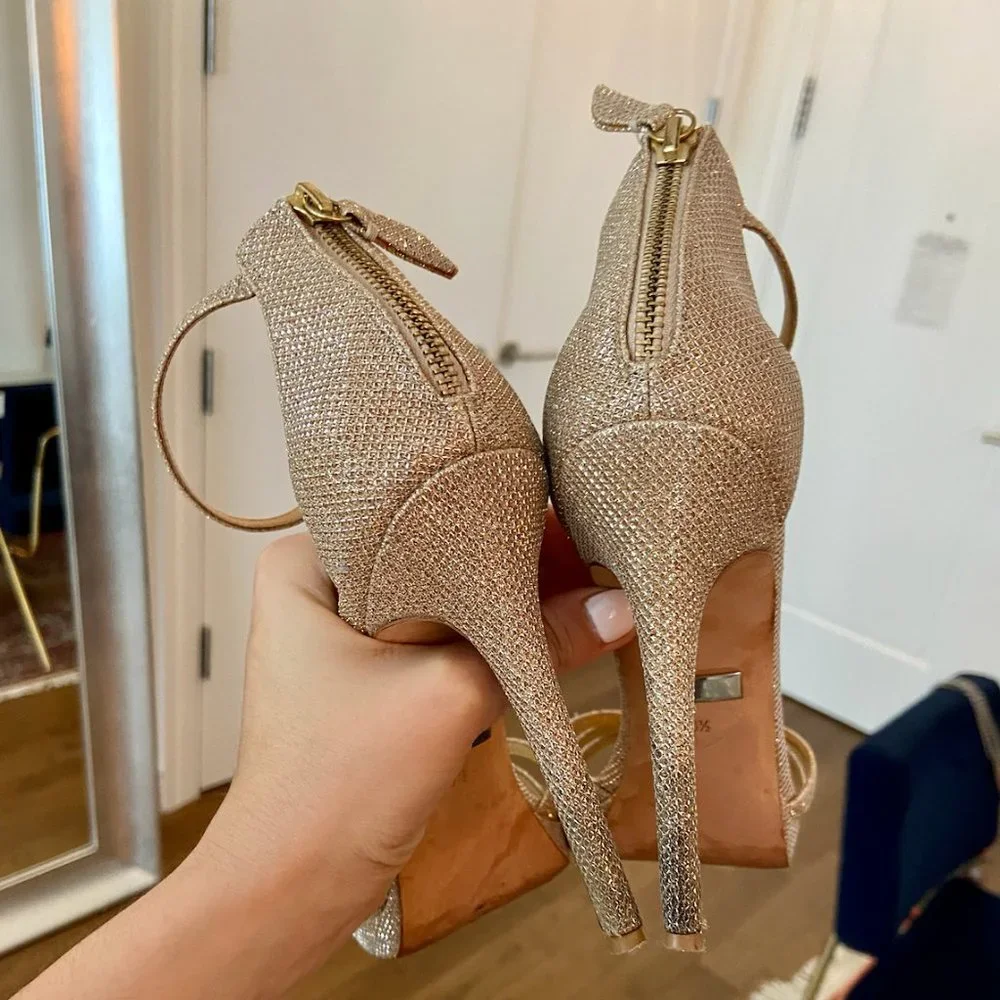 Badgley Mischka Women's Signify Platform Sandal, Latte Sz 8.5 - Picture 3 of 4